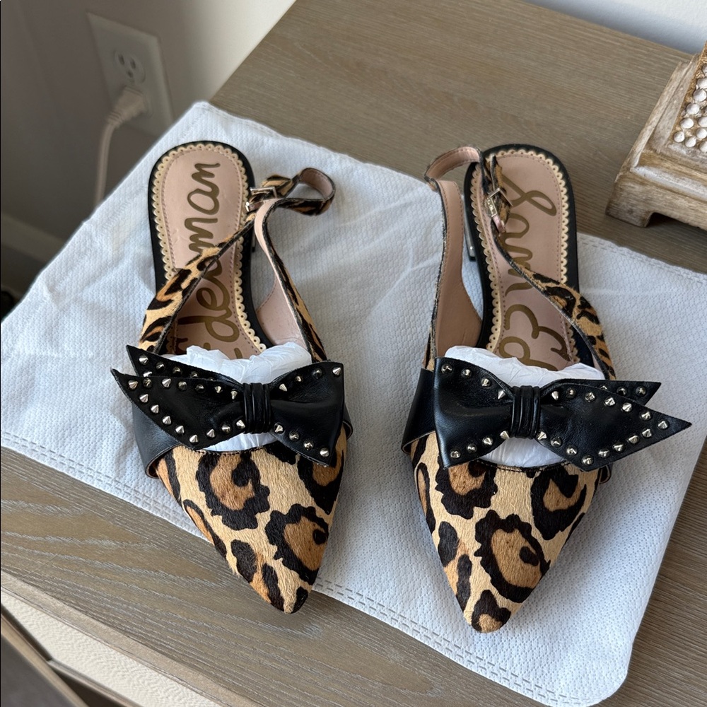 Sam Edelman Leopard Flats with Studded Black Bow